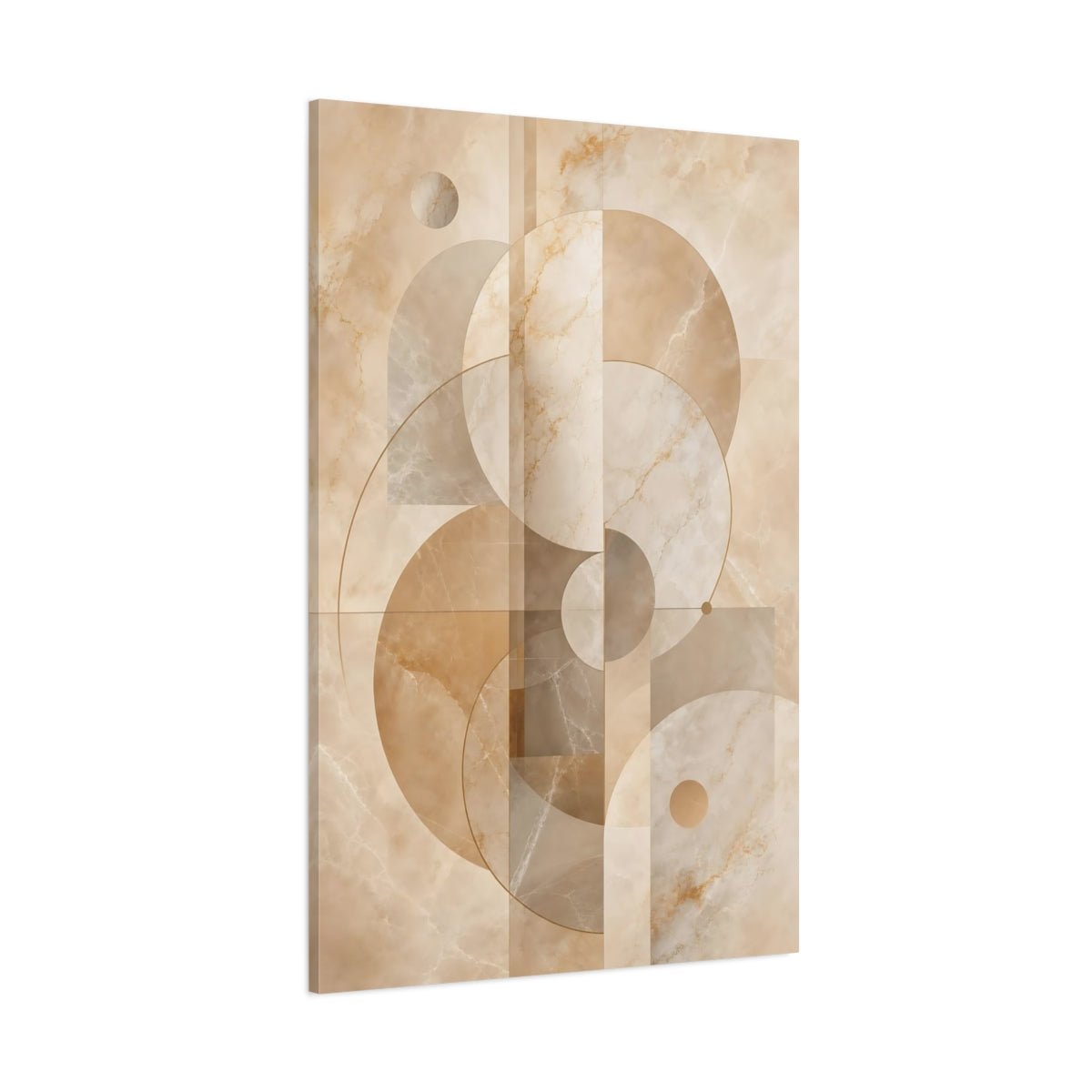 Abstract Geometric Shapes Beige And Brown Canvas Print – Decor for Living Room, Above Couch - YesArtYes