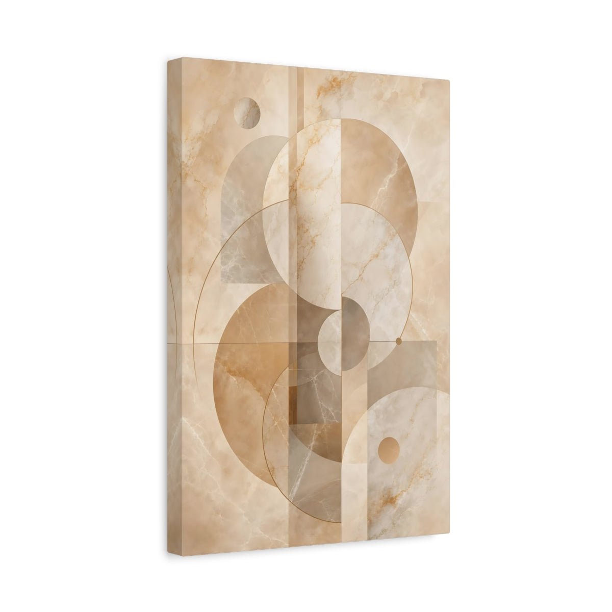 Abstract Geometric Shapes Beige And Brown Canvas Print – Decor for Living Room, Above Couch - YesArtYes