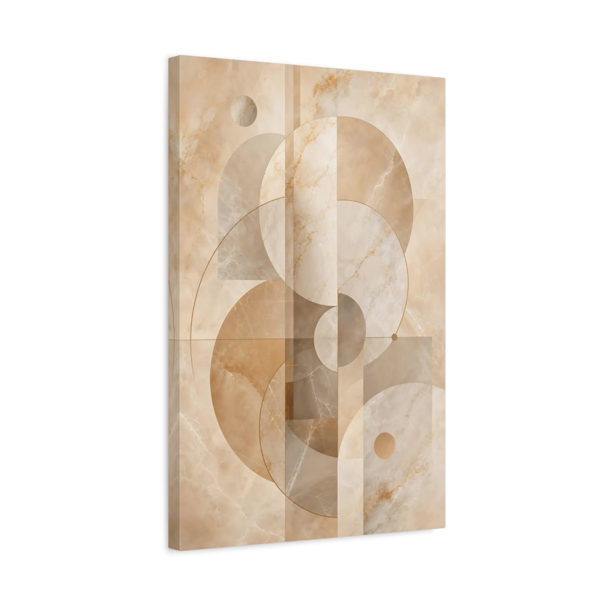 Abstract Geometric Shapes Beige And Brown Canvas Print – Decor for Living Room, Above Couch - YesArtYes