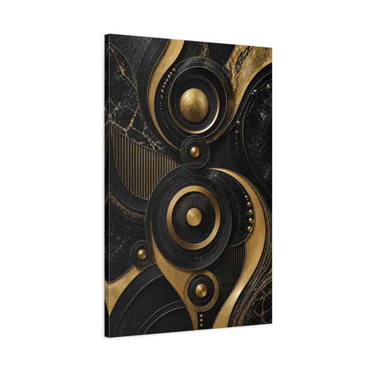 Abstract Geometric Shapes Black And Gold Canvas Print – modern Decor for Living Room, Above Fireplace - YesArtYes