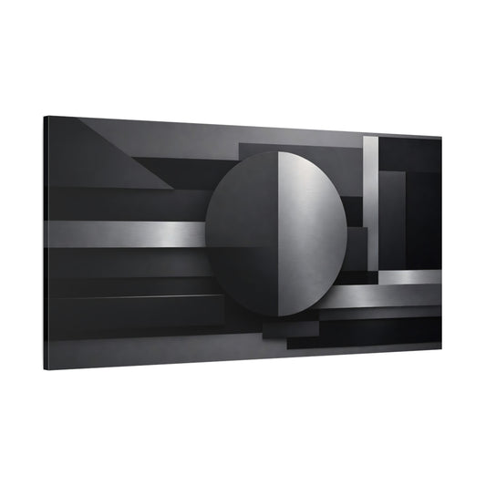 Main Mockup. Abstract Geometric Shapes Black And Gray shown as stretched canvas wall art