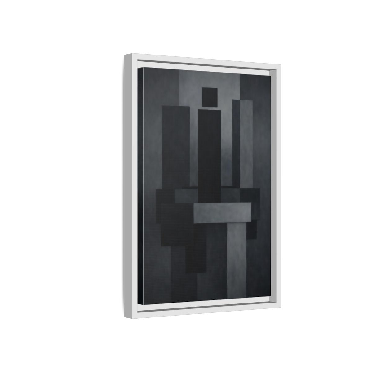 Side Mockup 4. Abstract Geometric Shapes Black And Grey shown as stretched canvas wall art