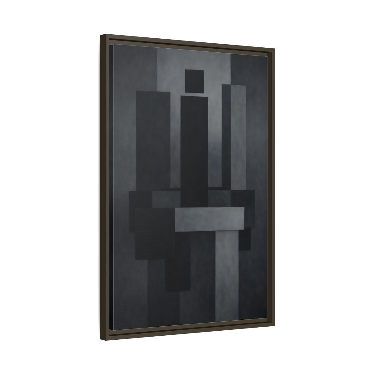 Side Mockup 12. Abstract Geometric Shapes Black And Grey shown as stretched canvas wall art