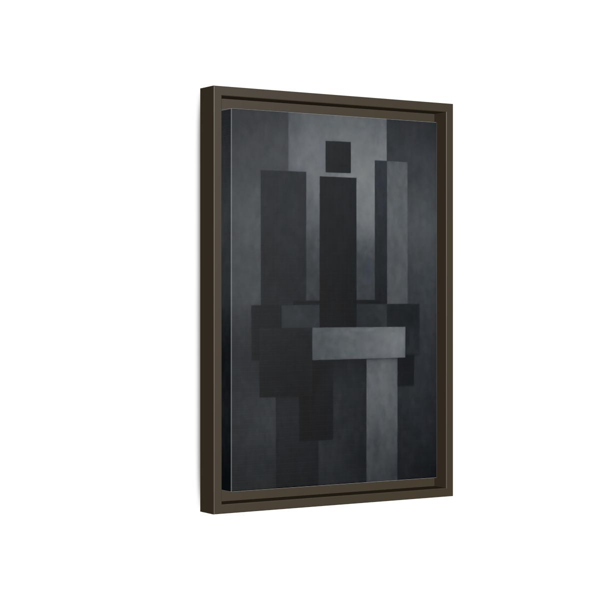 Side Mockup 5. Abstract Geometric Shapes Black And Grey shown as stretched canvas wall art