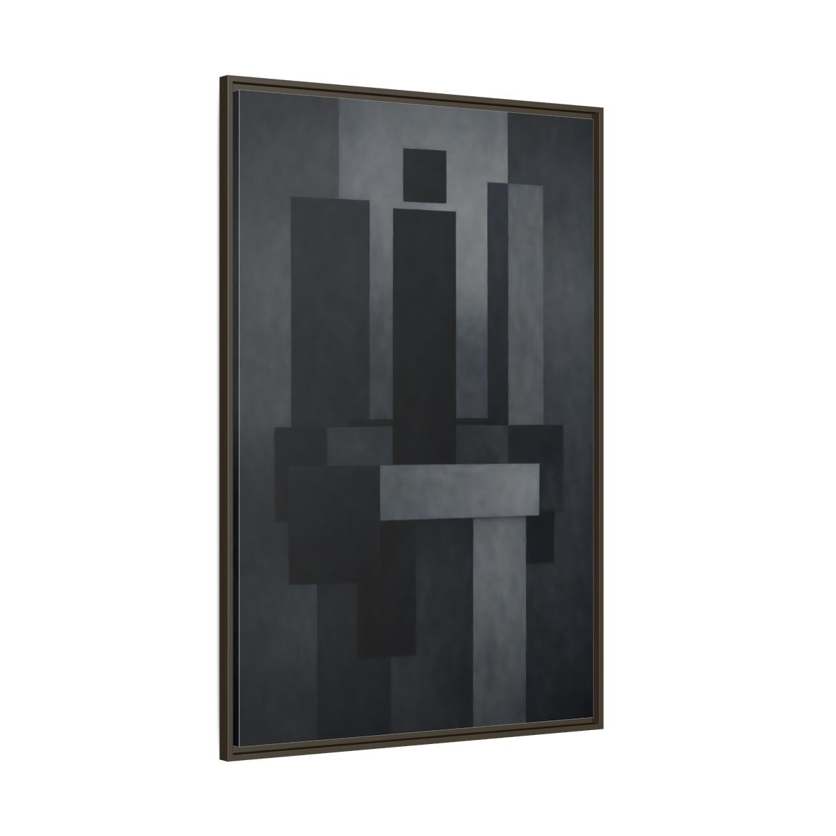 Side Mockup 8. Abstract Geometric Shapes Black And Grey shown as stretched canvas wall art