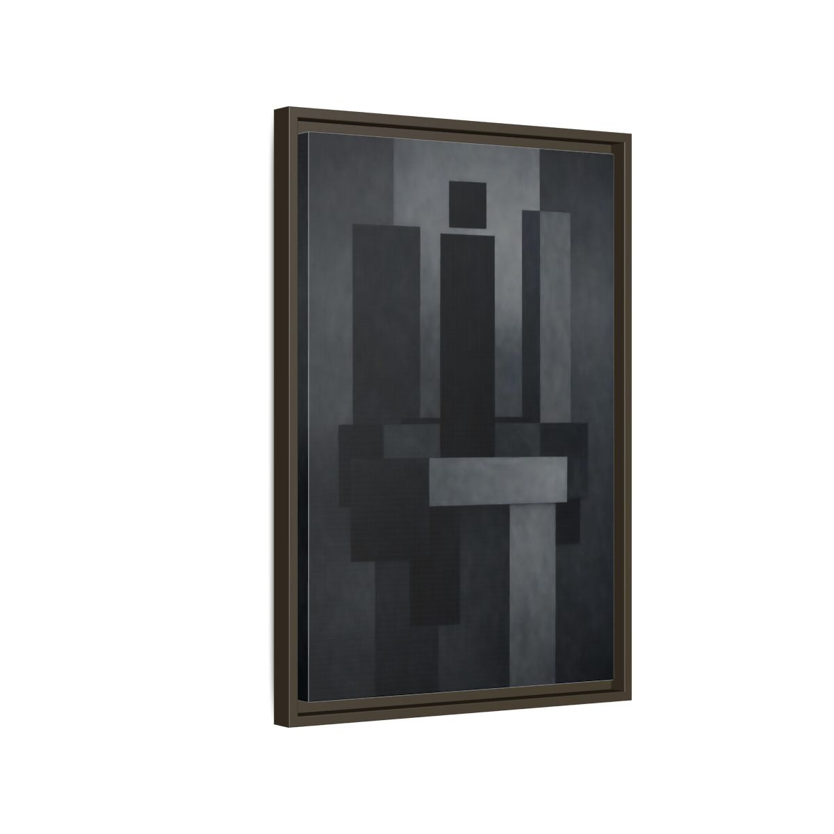 Side Mockup 2. Abstract Geometric Shapes Black And Grey shown as stretched canvas wall art