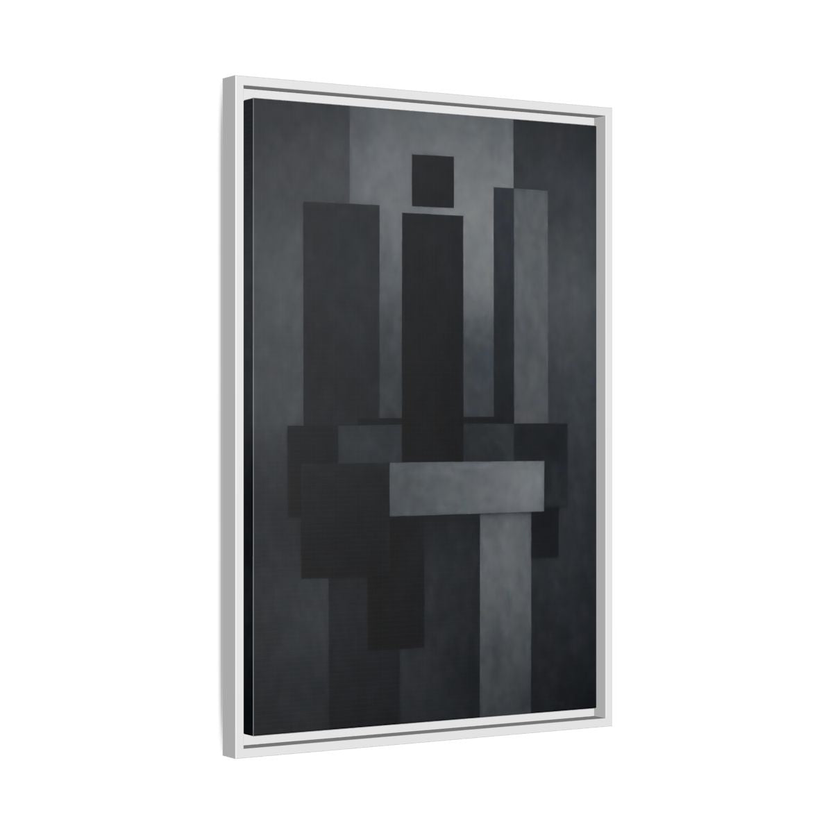 Side Mockup 11. Abstract Geometric Shapes Black And Grey shown as stretched canvas wall art