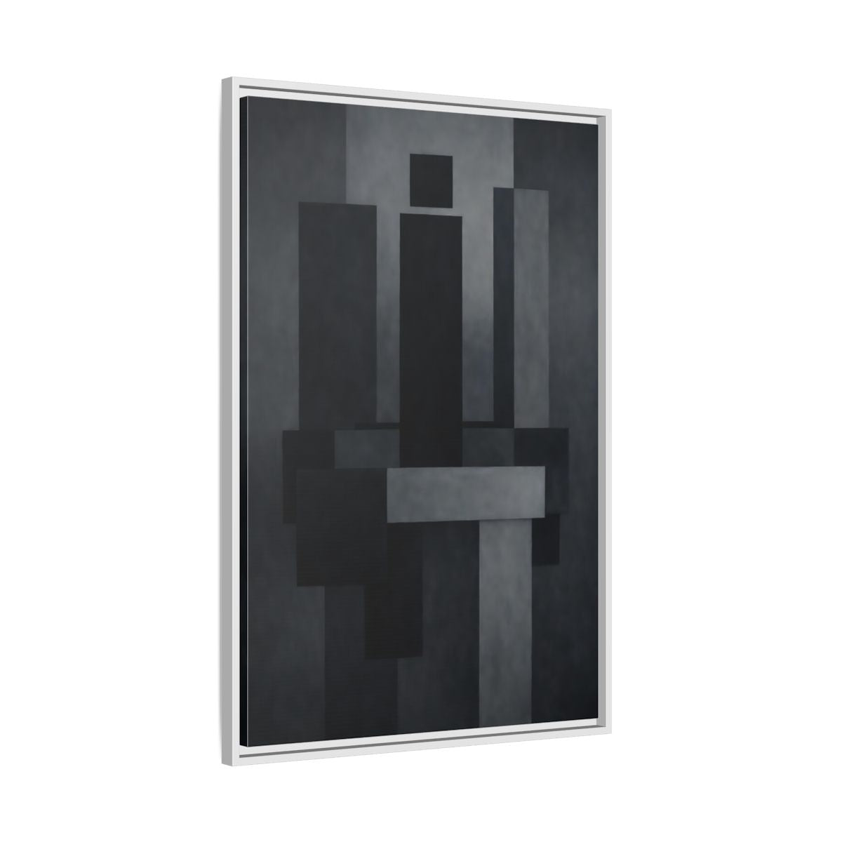 Side Mockup 9. Abstract Geometric Shapes Black And Grey shown as stretched canvas wall art