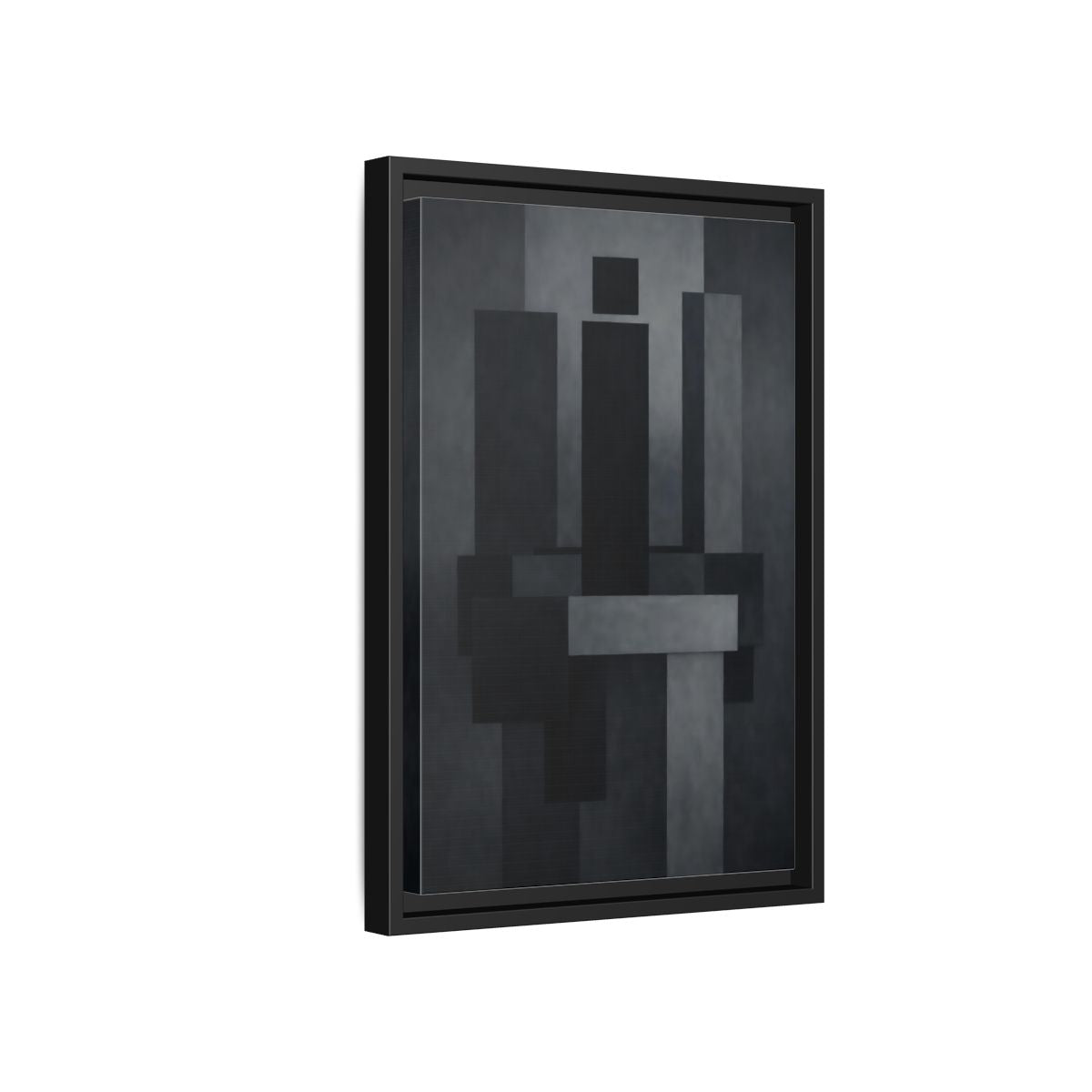 Side Mockup 6. Abstract Geometric Shapes Black And Grey shown as stretched canvas wall art
