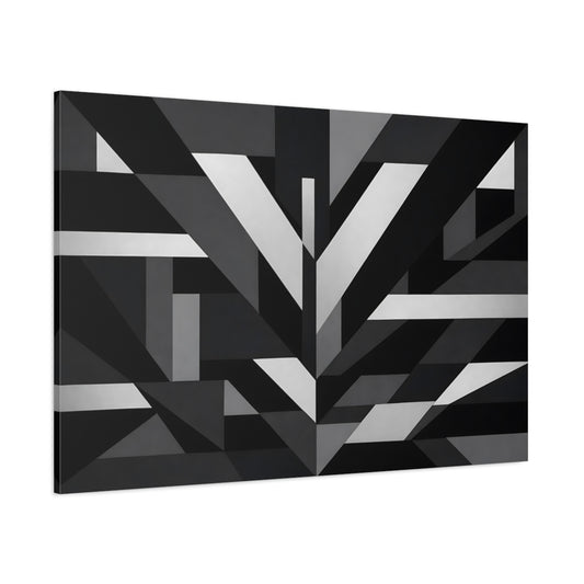 Main Mockup. Abstract Geometric Shapes Black And White shown as stretched canvas wall art