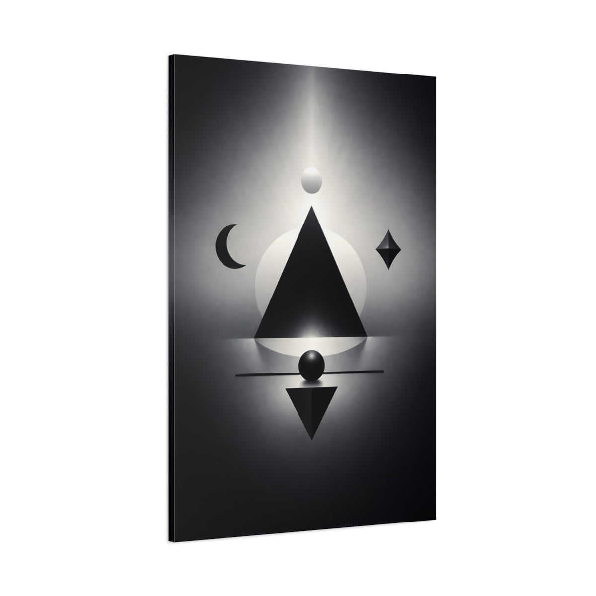 Abstract Geometric Shapes Black And White - Canvas Wall Art Print - YesArtYes