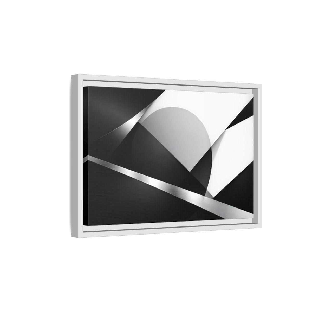 Side Mockup 4. Abstract Geometric Shapes Black And White Geometric shown as stretched canvas wall art