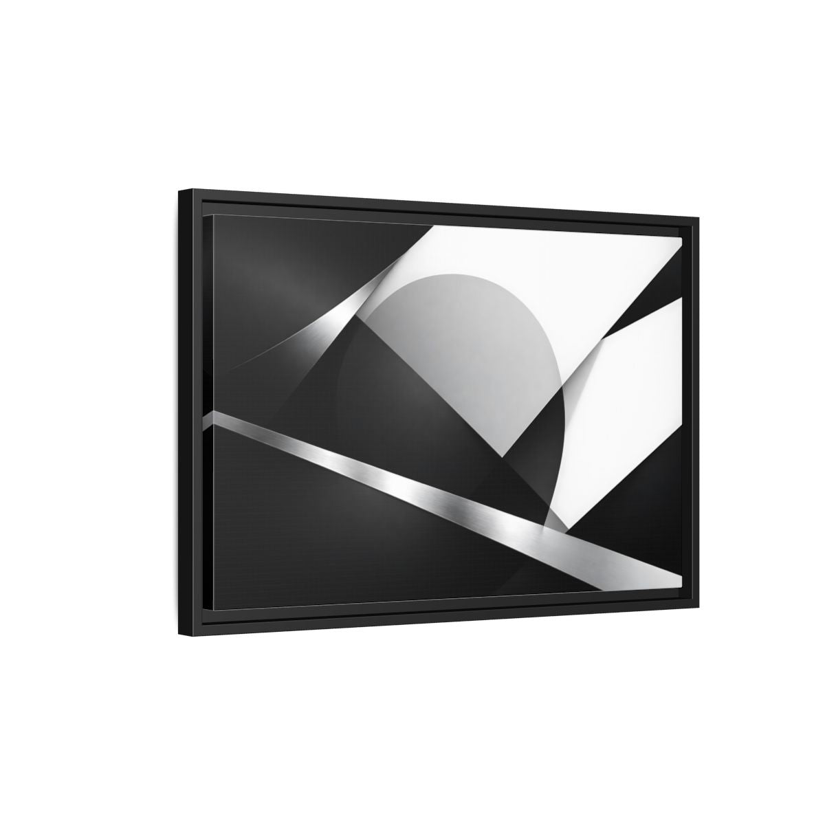 Side Mockup 3. Abstract Geometric Shapes Black And White Geometric shown as stretched canvas wall art