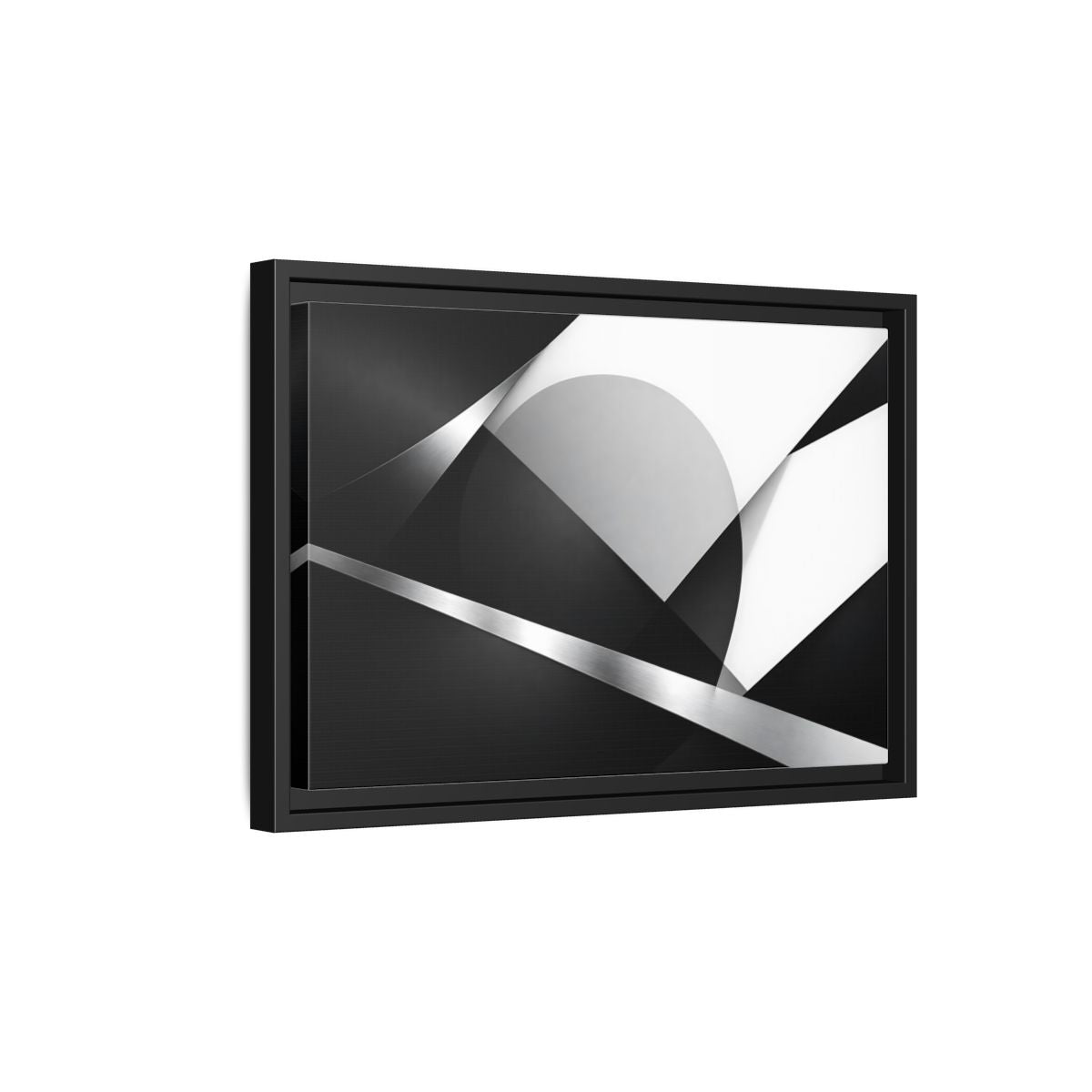 Side Mockup 6. Abstract Geometric Shapes Black And White Geometric shown as stretched canvas wall art