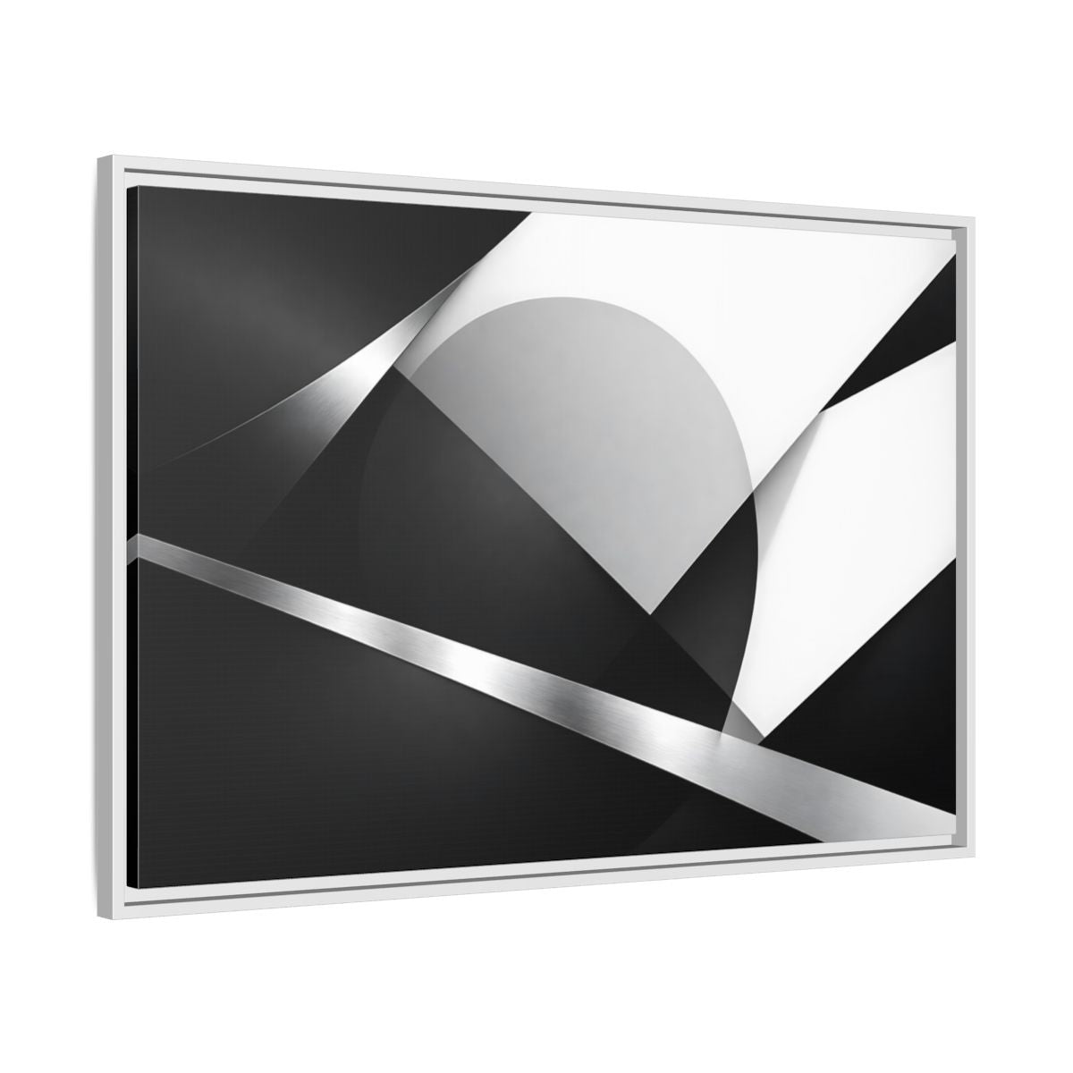 Side Mockup 8. Abstract Geometric Shapes Black And White Geometric shown as stretched canvas wall art