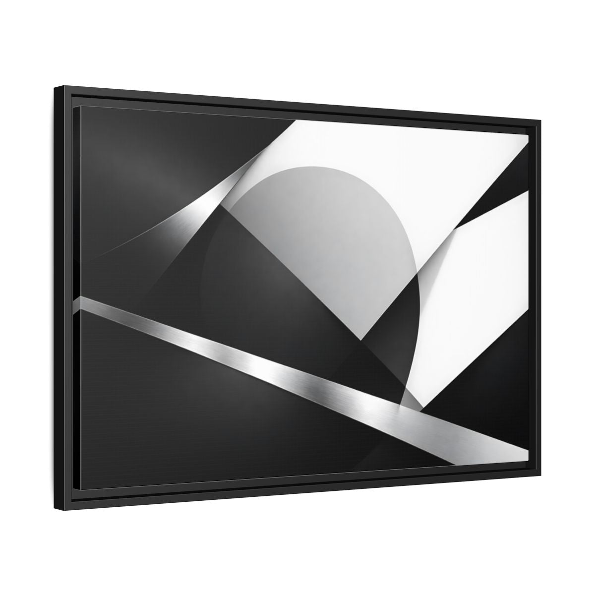 Side Mockup 14. Abstract Geometric Shapes Black And White Geometric shown as stretched canvas wall art