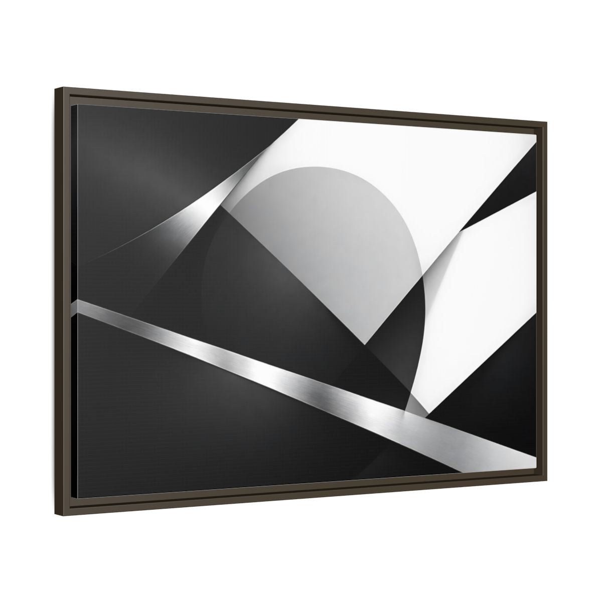 Side Mockup 9. Abstract Geometric Shapes Black And White Geometric shown as stretched canvas wall art