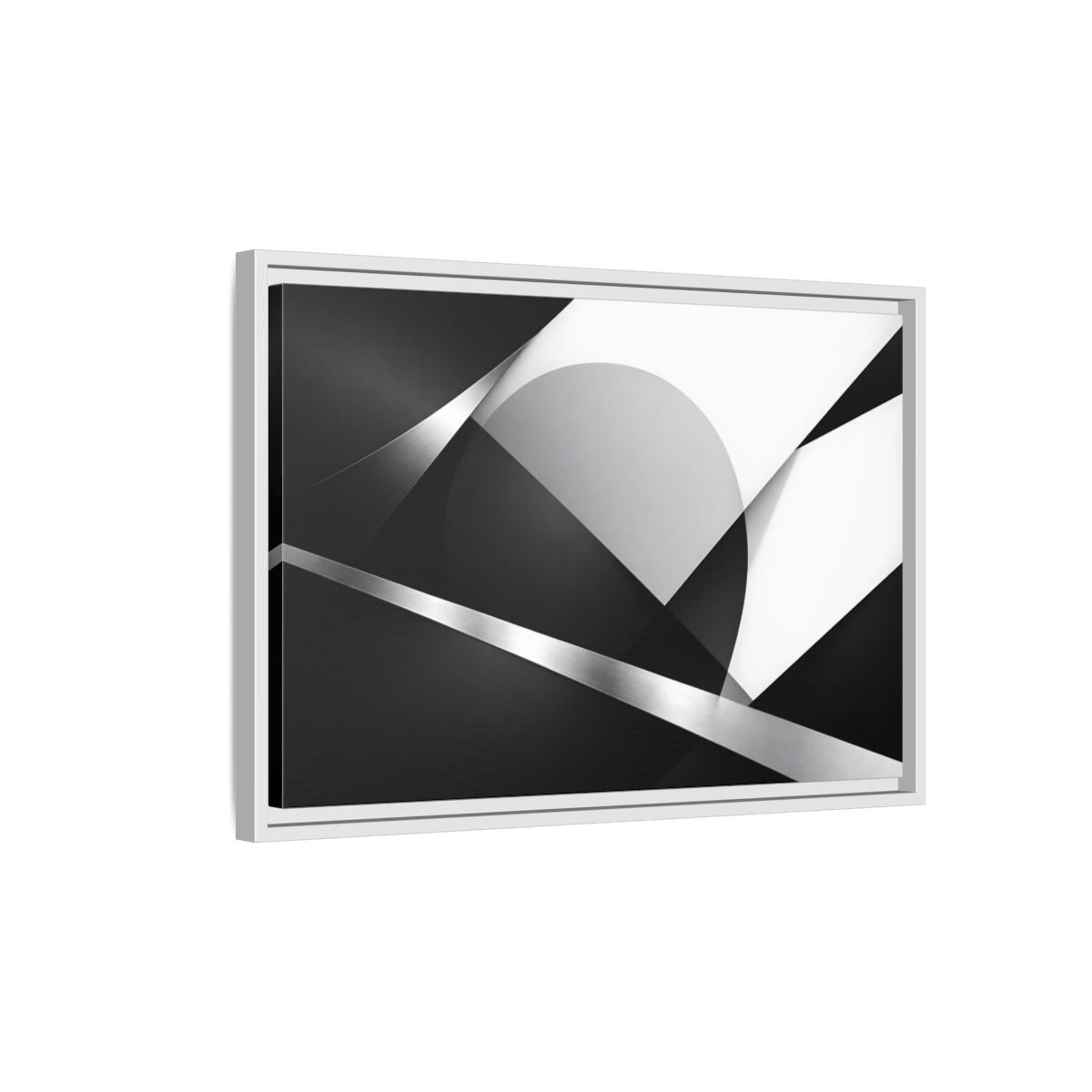 Side Mockup 1. Abstract Geometric Shapes Black And White Geometric shown as stretched canvas wall art