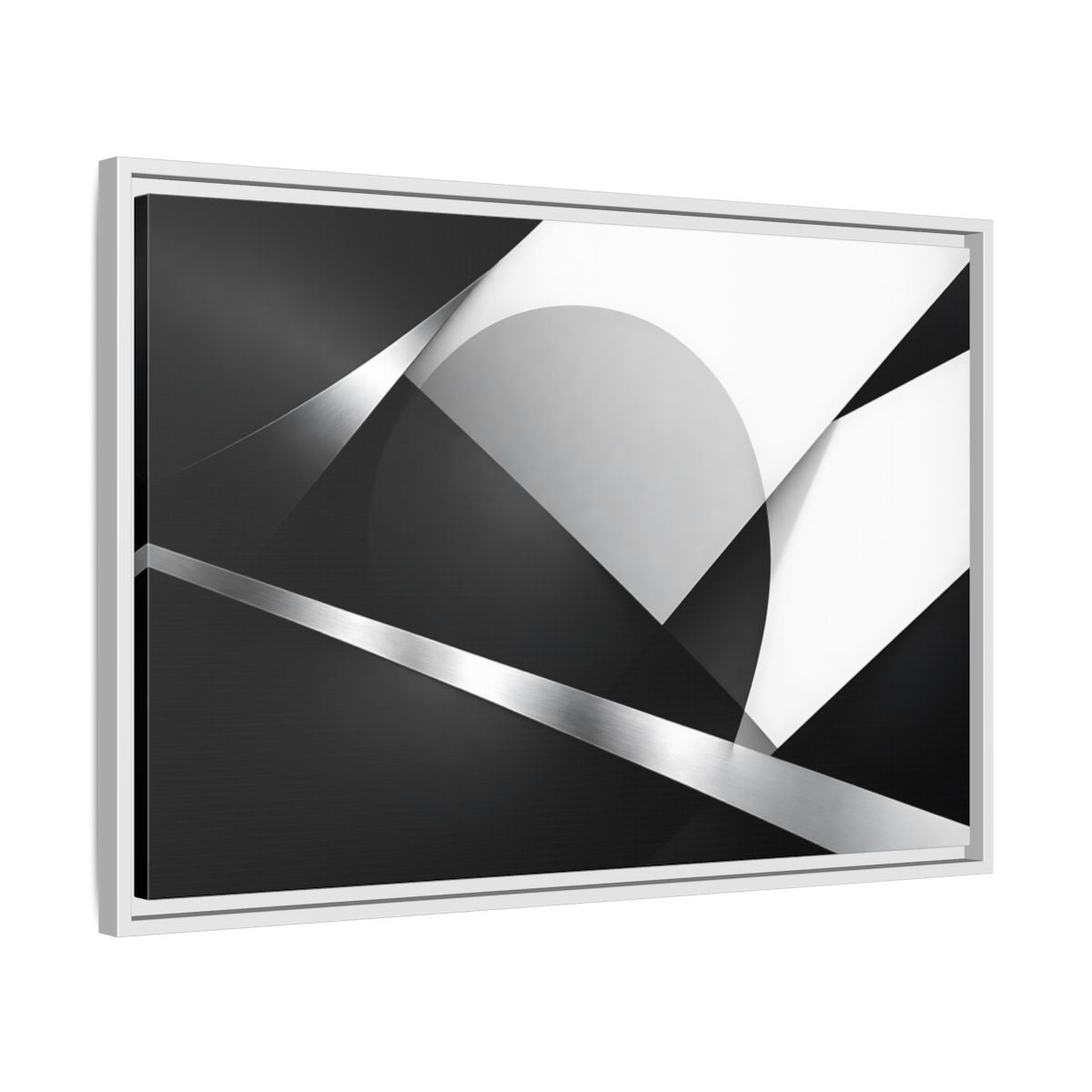 Side Mockup 10. Abstract Geometric Shapes Black And White Geometric shown as stretched canvas wall art