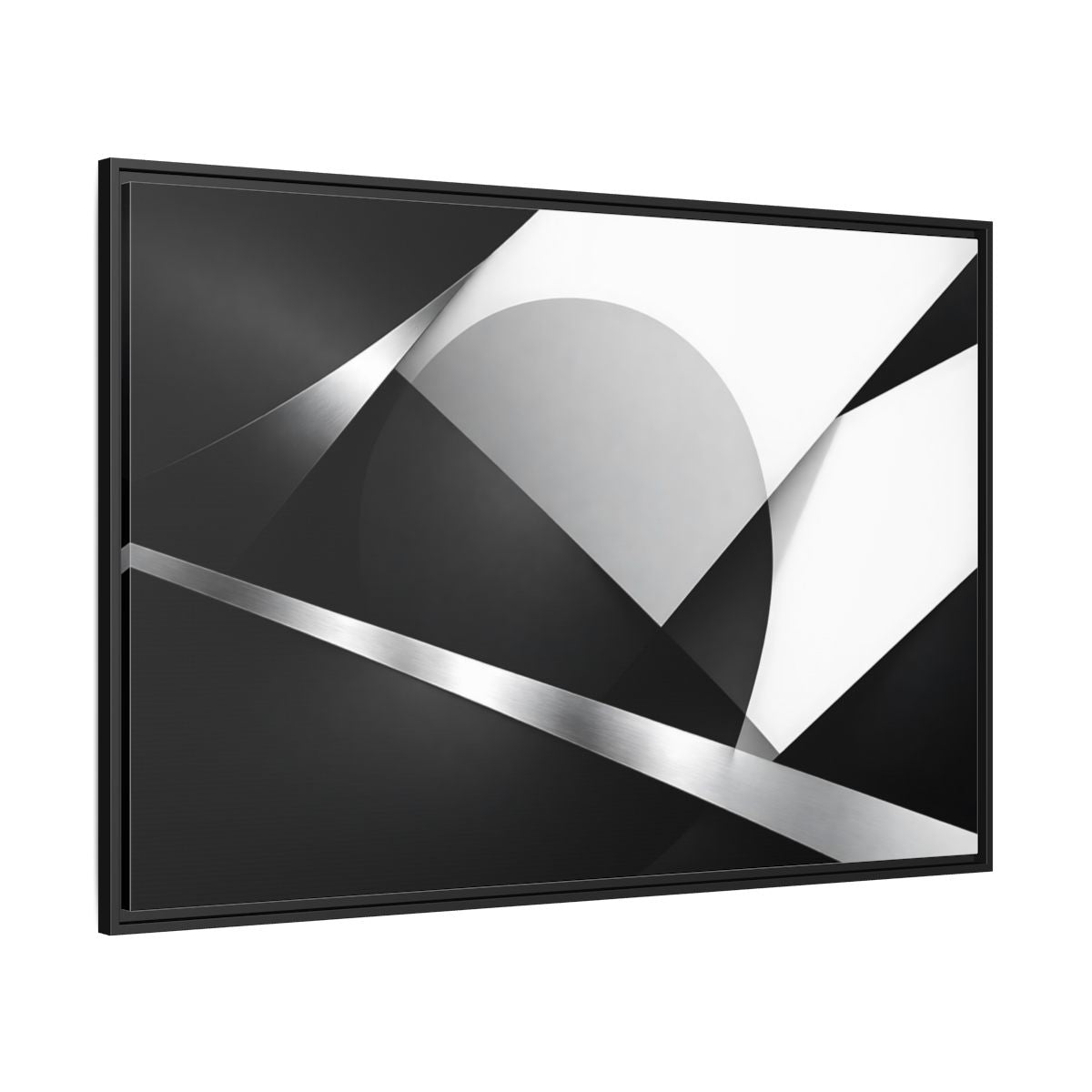Side Mockup 12. Abstract Geometric Shapes Black And White Geometric shown as stretched canvas wall art