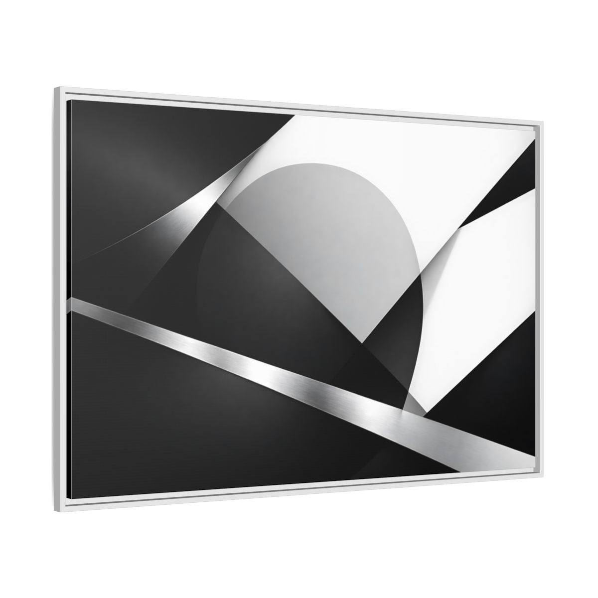 Side Mockup 7. Abstract Geometric Shapes Black And White Geometric shown as stretched canvas wall art