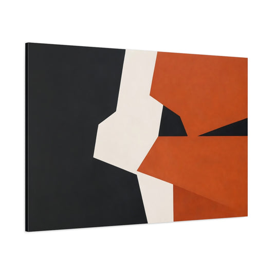 Main Mockup. Abstract Geometric Shapes Black Orange White shown as stretched canvas wall art