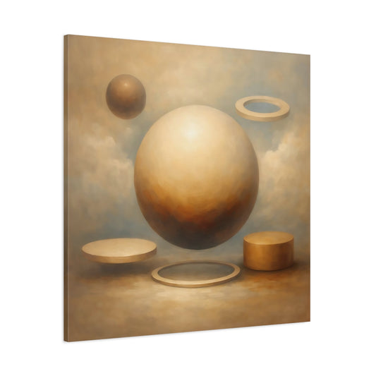 Main Mockup. Abstract Geometric Shapes Brown And Beige Abstract shown as stretched canvas wall art