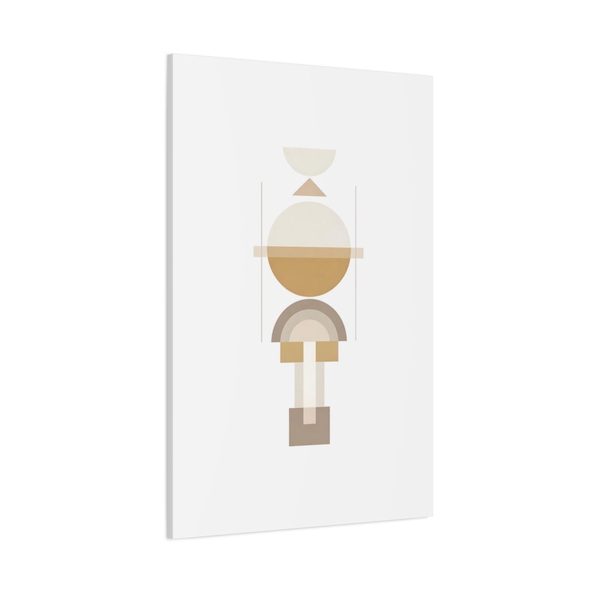 Main Mockup. Abstract Geometric Shapes Brown And Beige shown as stretched canvas wall art