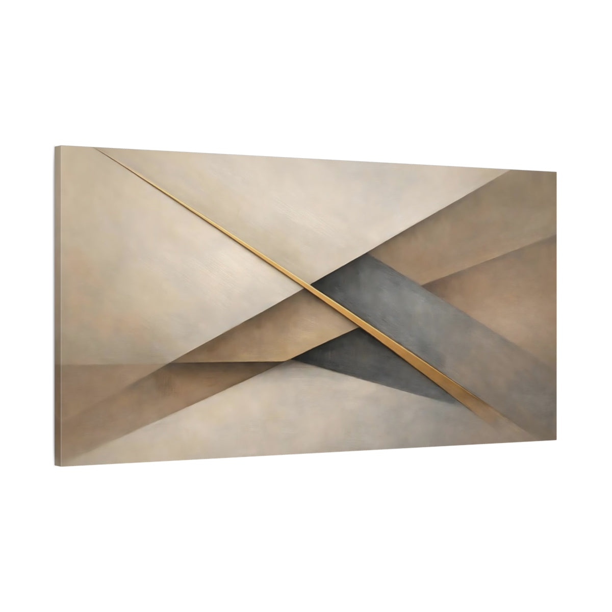 Main Mockup. Abstract Geometric Shapes Brown And Gold shown as stretched canvas wall art