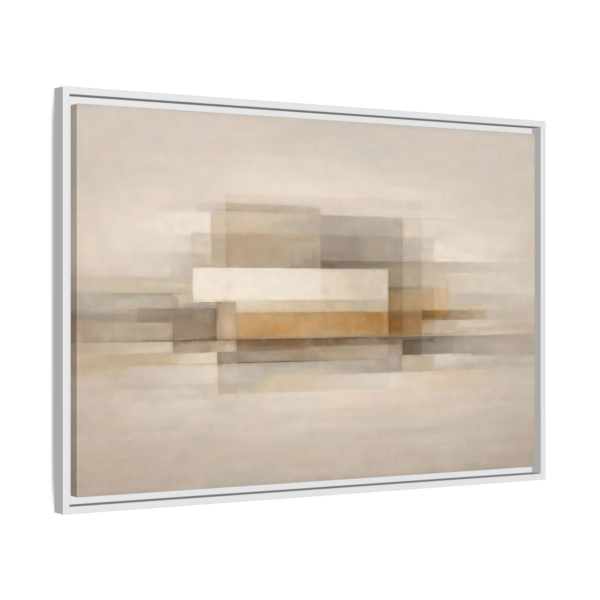 Side Mockup 8. Abstract Geometric Shapes Brown Beige Abstract shown as stretched canvas wall art