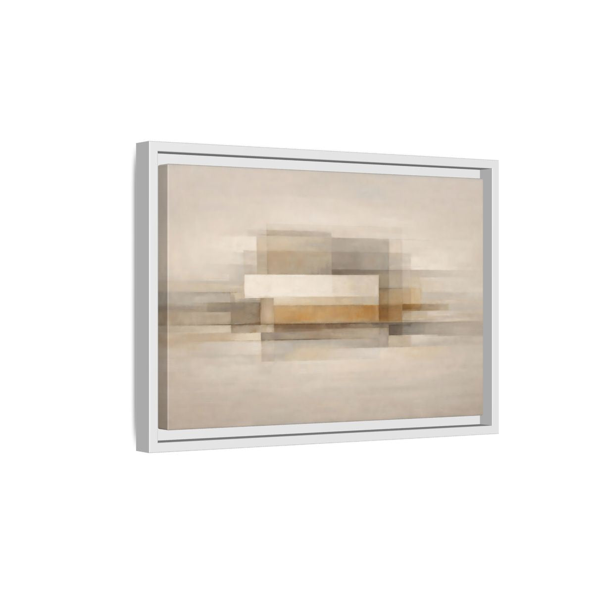 Side Mockup 4. Abstract Geometric Shapes Brown Beige Abstract shown as stretched canvas wall art