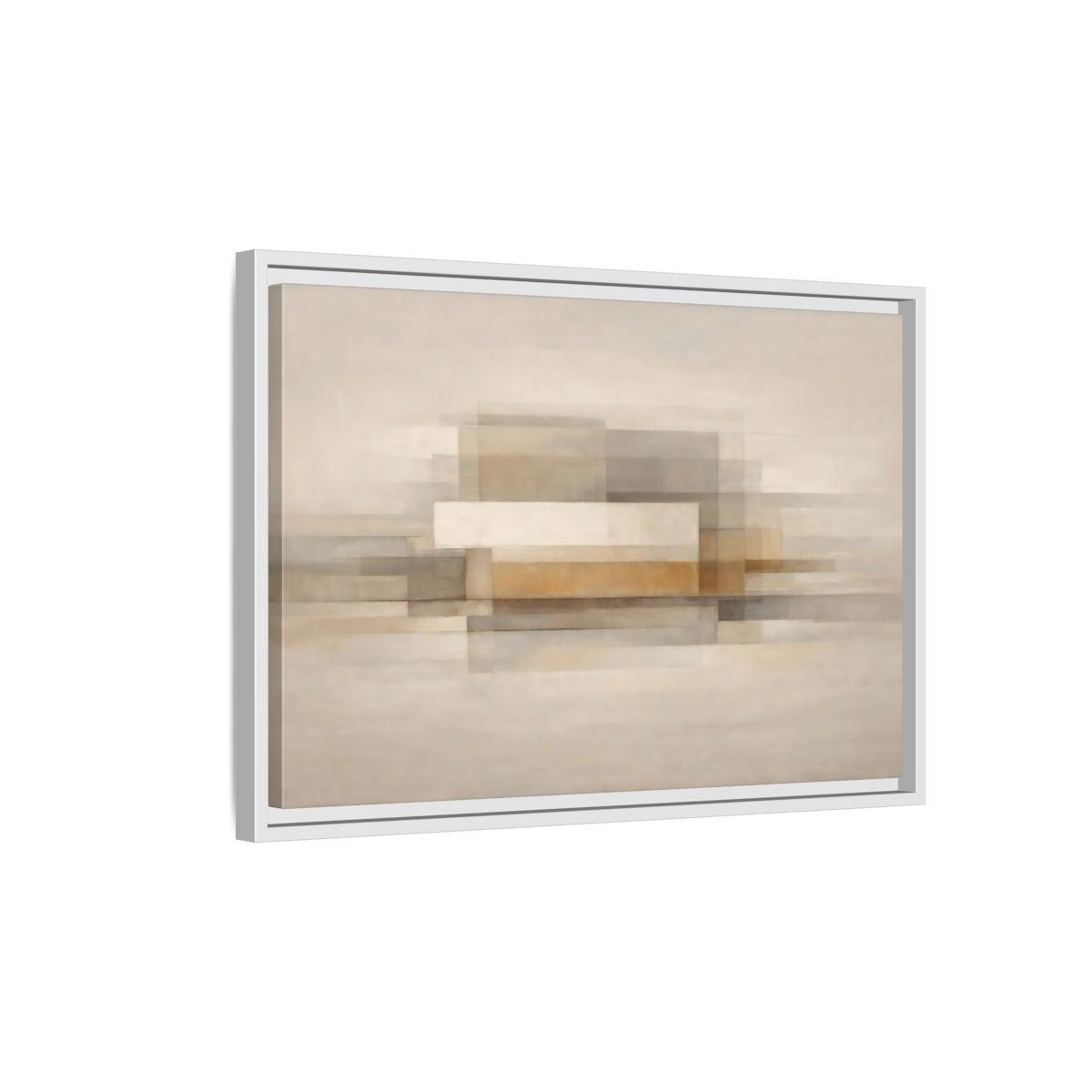 Side Mockup 1. Abstract Geometric Shapes Brown Beige Abstract shown as stretched canvas wall art