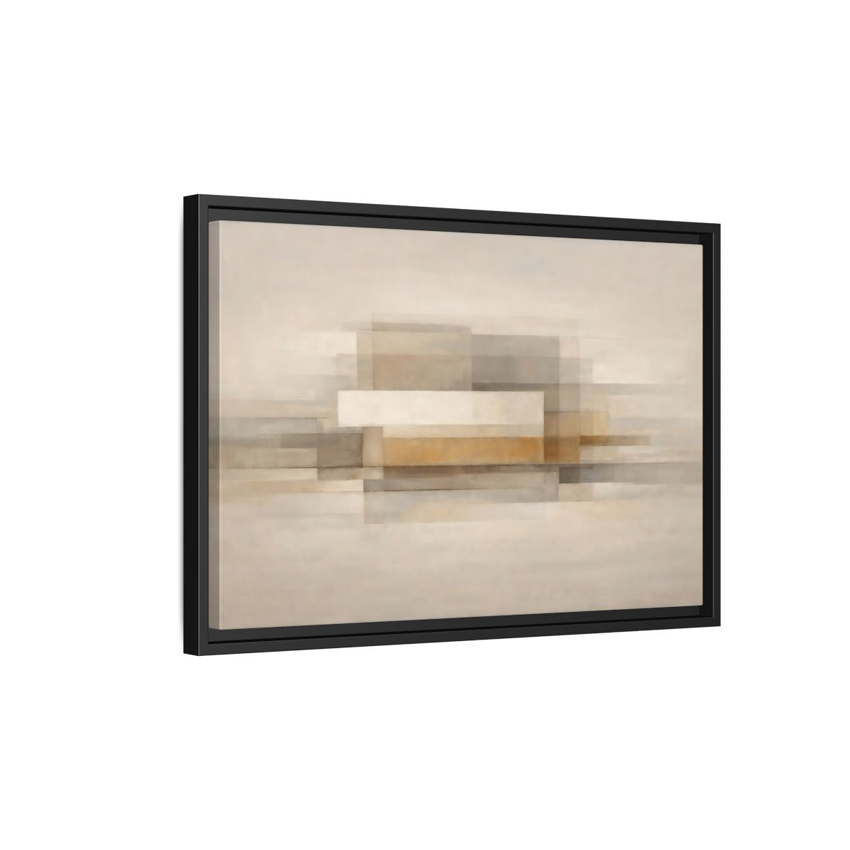 Side Mockup 3. Abstract Geometric Shapes Brown Beige Abstract shown as stretched canvas wall art