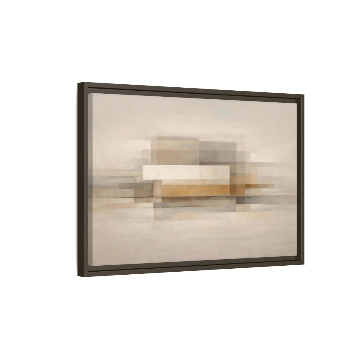 Side Mockup 2. Abstract Geometric Shapes Brown Beige Abstract shown as stretched canvas wall art