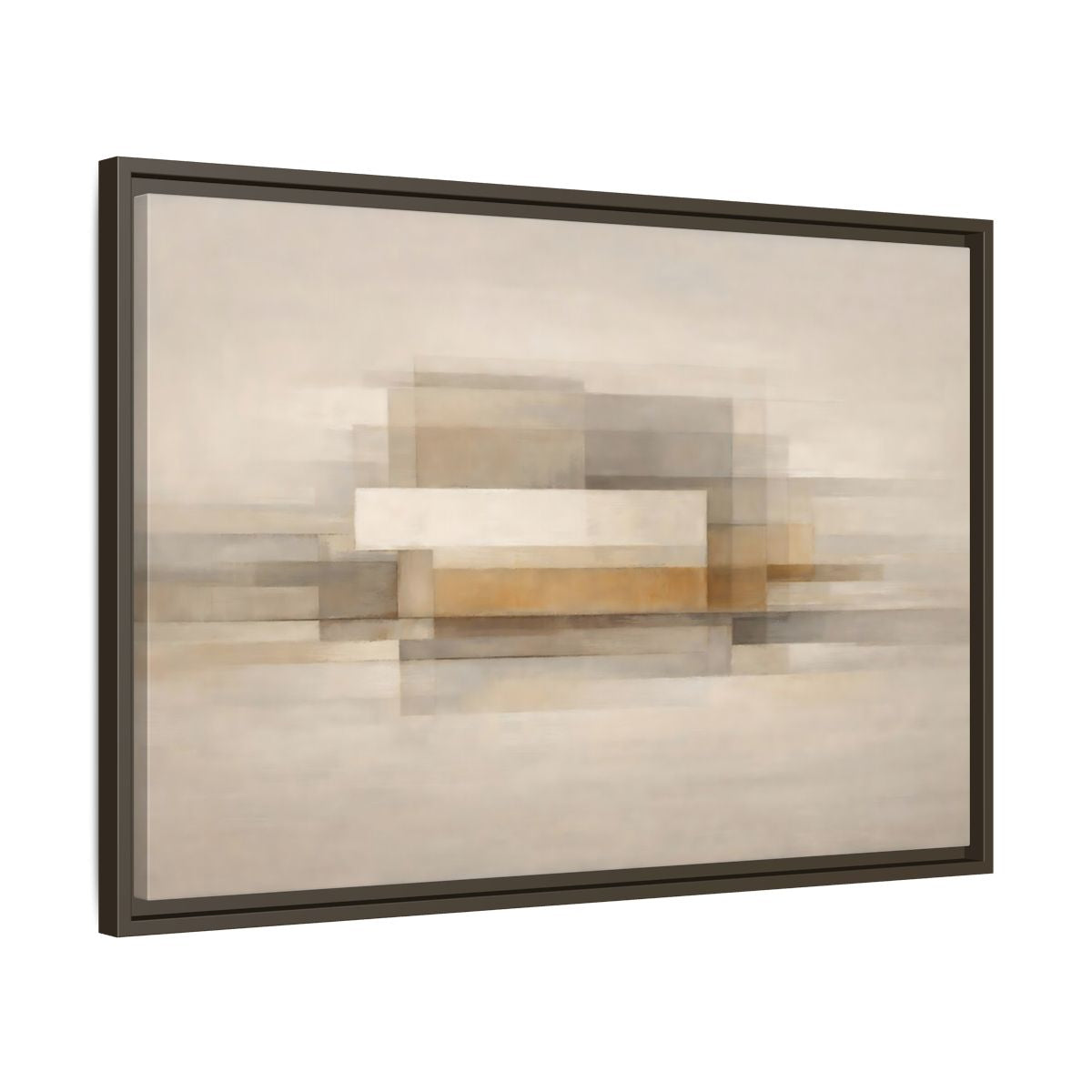 Side Mockup 11. Abstract Geometric Shapes Brown Beige Abstract shown as stretched canvas wall art