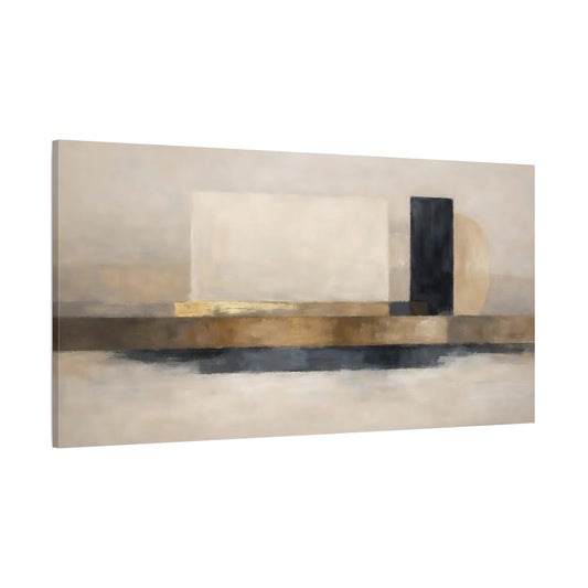 Main Mockup. Abstract Geometric Shapes Brown Black Gold Abstract shown as stretched canvas wall art