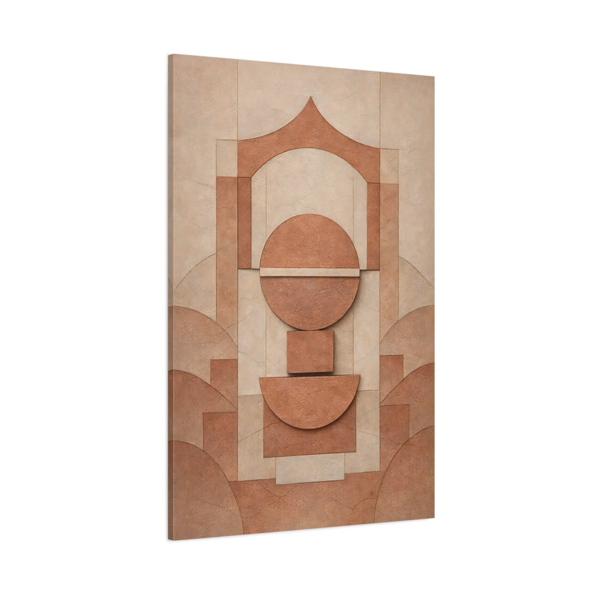Main Mockup. Abstract Geometric Shapes Brown Geometric Abstract shown as stretched canvas wall art