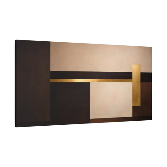 Main Mockup. Abstract Geometric Shapes Brown Gold Abstract shown as stretched canvas wall art
