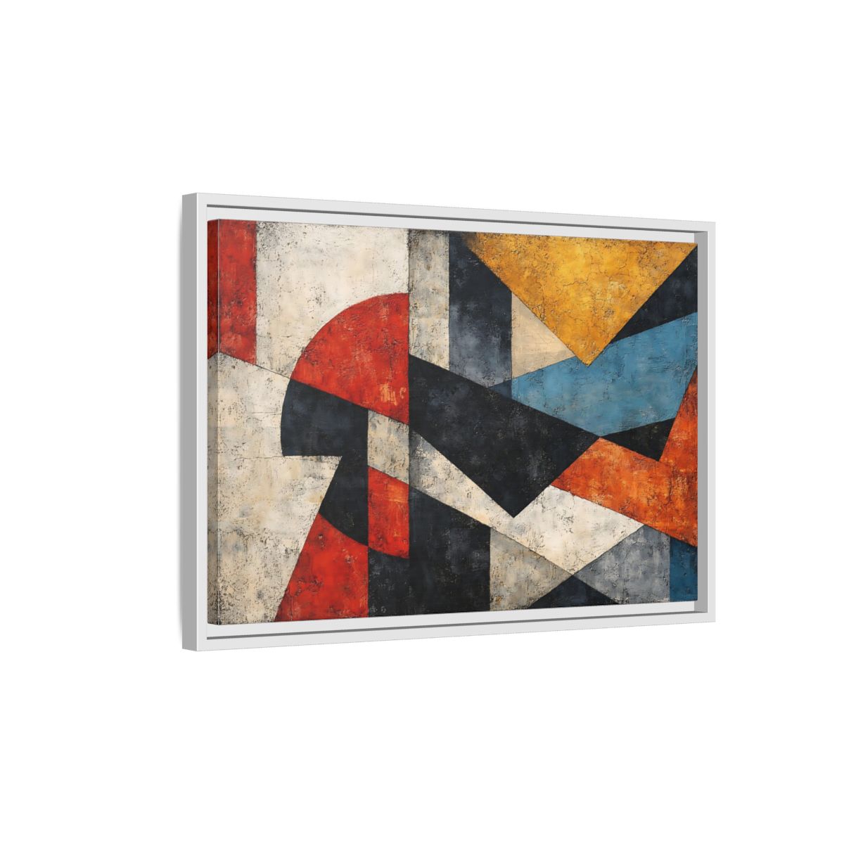 Side Mockup 1. Abstract Geometric Shapes Colorful Abstract shown as stretched canvas wall art