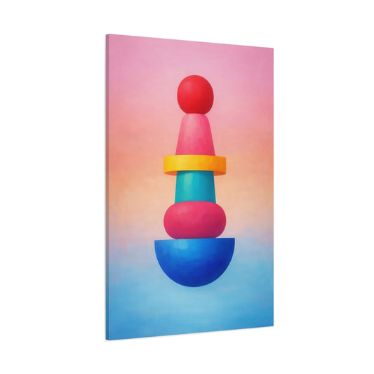 Main Mockup. Abstract Geometric Shapes Colorful Geometric Stack shown as stretched canvas wall art