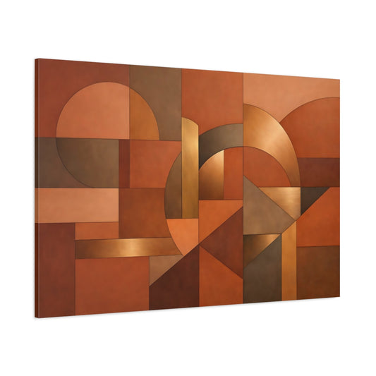 Main Mockup. Abstract Geometric Shapes Copper Gold Abstract shown as stretched canvas wall art