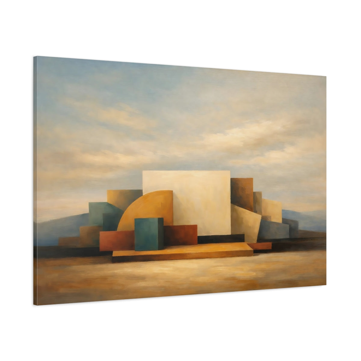 Main Mockup. Abstract Geometric Shapes Earthy Geometric shown as stretched canvas wall art