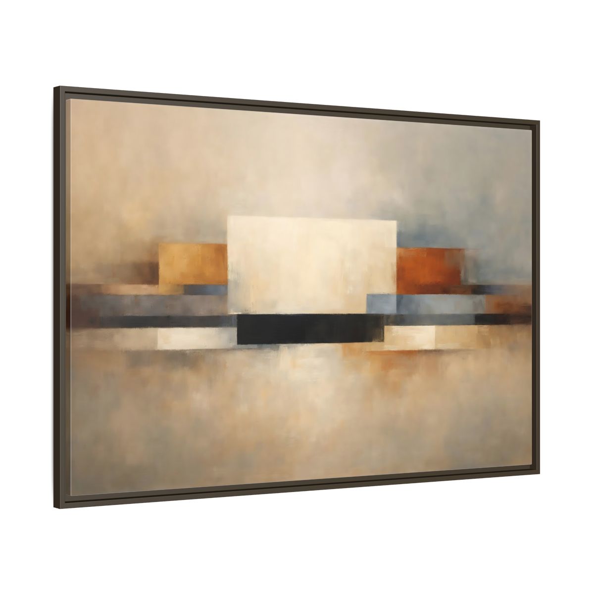 Main Mockup. Abstract Geometric Shapes Earthy Tones Abstract shown as stretched canvas wall art