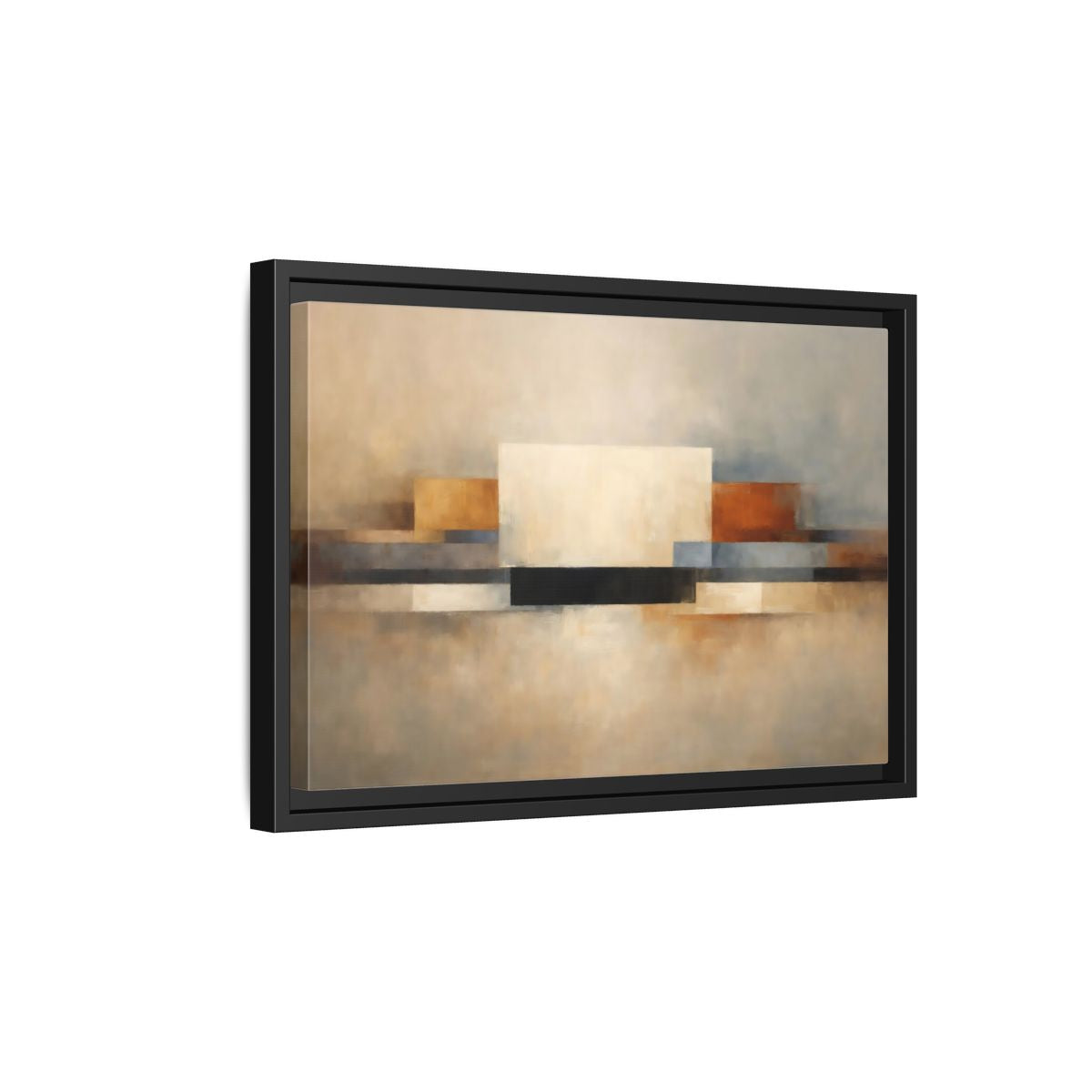 Side Mockup 6. Abstract Geometric Shapes Earthy Tones Abstract shown as stretched canvas wall art