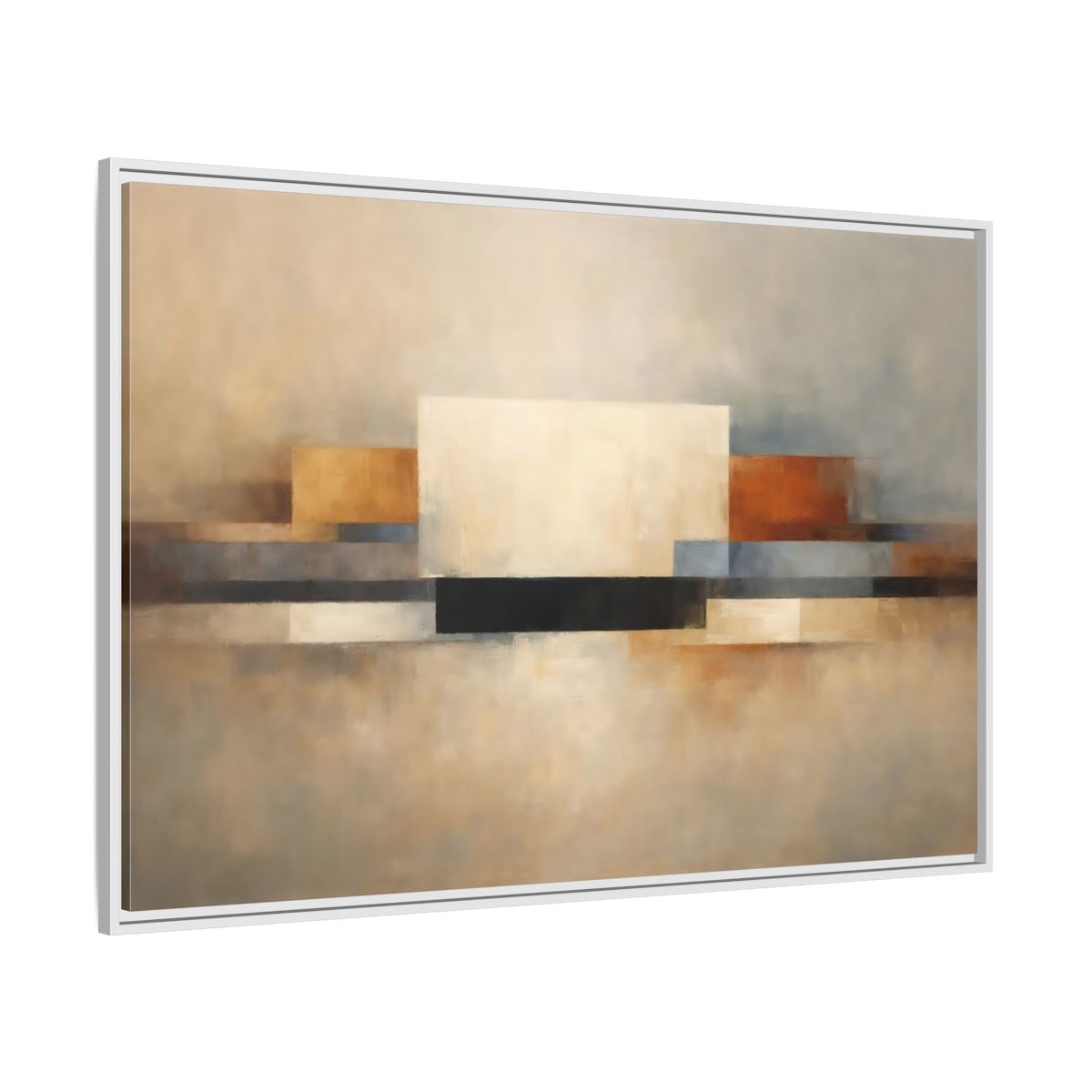 Side Mockup 7. Abstract Geometric Shapes Earthy Tones Abstract shown as stretched canvas wall art
