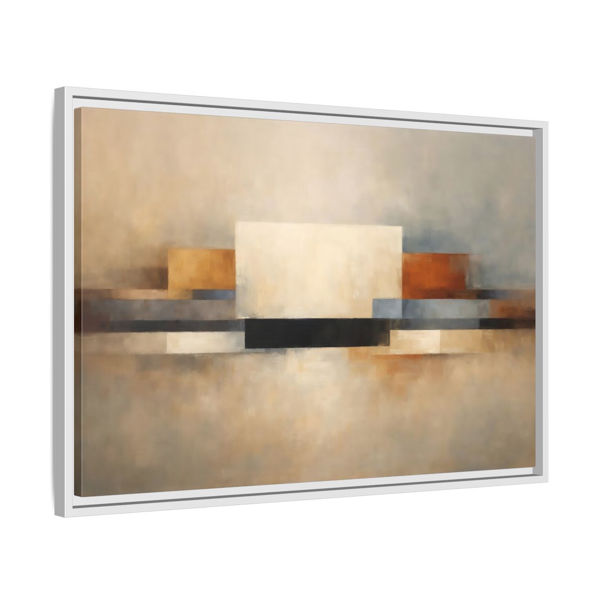 Side Mockup 10. Abstract Geometric Shapes Earthy Tones Abstract shown as stretched canvas wall art