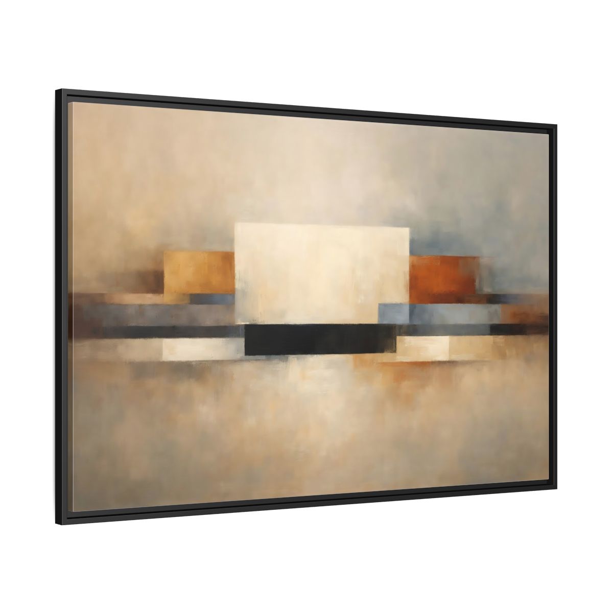 Side Mockup 12. Abstract Geometric Shapes Earthy Tones Abstract shown as stretched canvas wall art