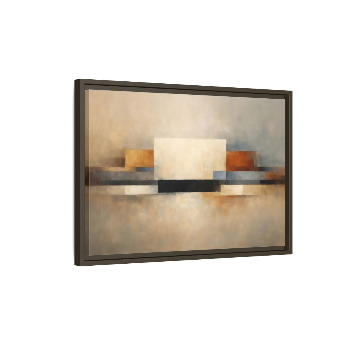 Side Mockup 2. Abstract Geometric Shapes Earthy Tones Abstract shown as stretched canvas wall art