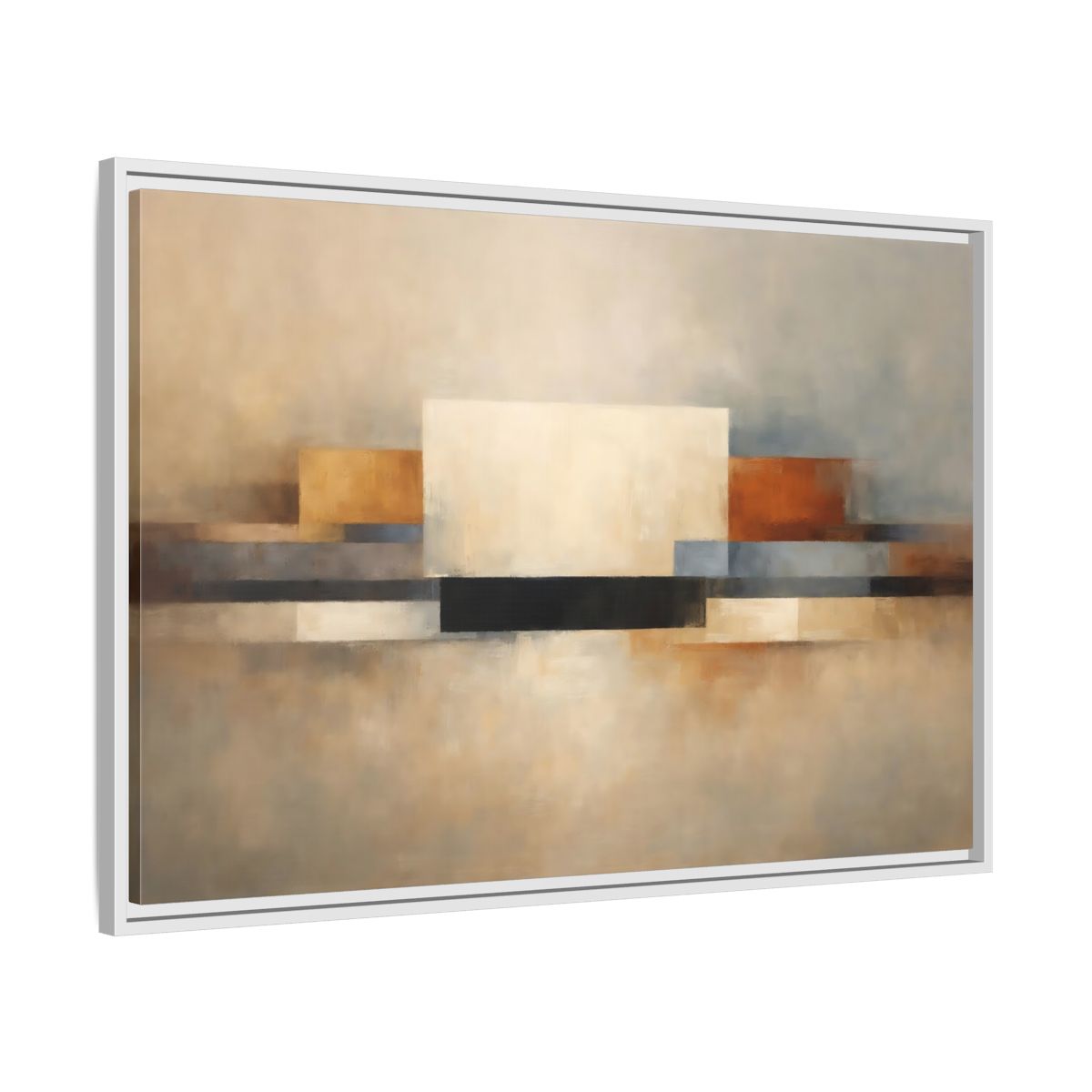 Side Mockup 8. Abstract Geometric Shapes Earthy Tones Abstract shown as stretched canvas wall art