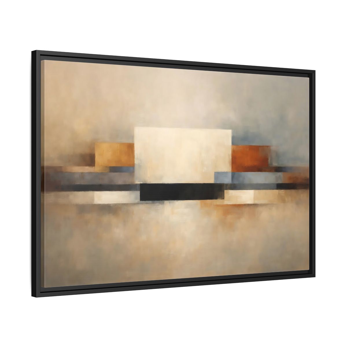 Side Mockup 13. Abstract Geometric Shapes Earthy Tones Abstract shown as stretched canvas wall art